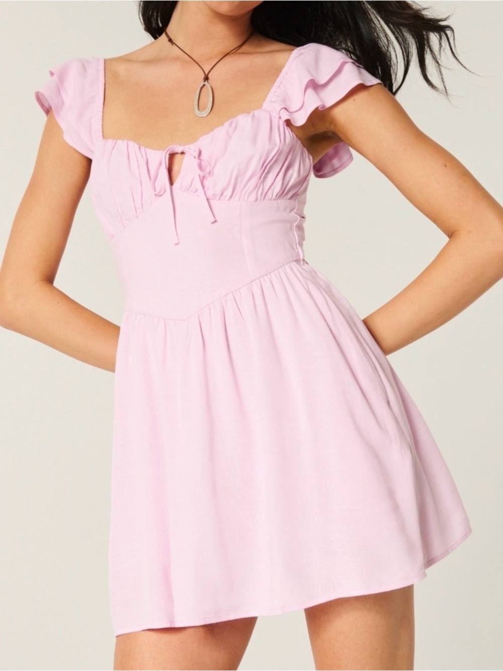 Hollister Flutter Sleeve V-Waist Corset Mini Dress with Pockets M Medium NWT - Picture 1 of 8